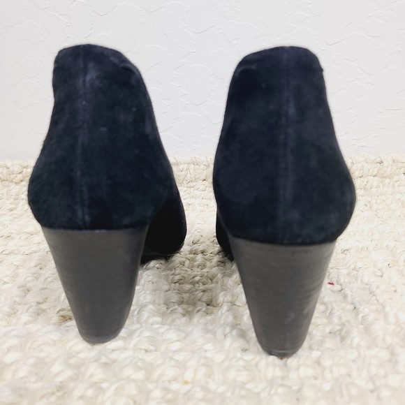 Eileen Fisher Nelson Ankle Bootie 7.5 Black Suede Slip-On Closed-Toe Block Heel - Picture 5 of 7